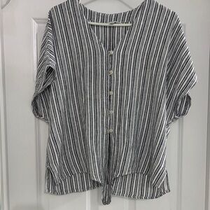 Time and Tru Black and White Striped Blouse